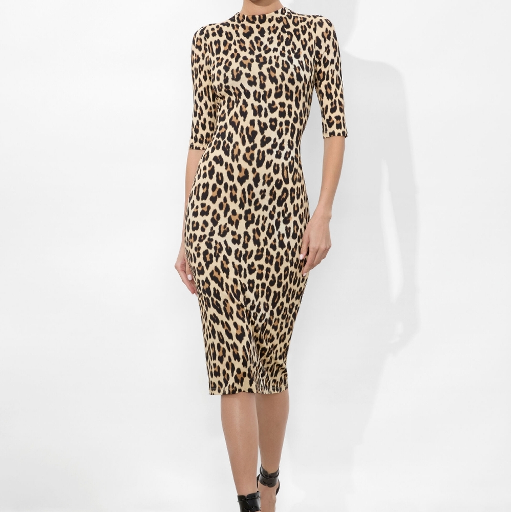 Alice And Olivia Leopard Print Midi Dress